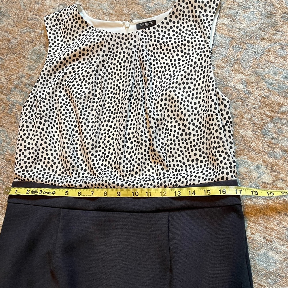 Talbots Black & White Polka Dot Dress Sz 12P - Picture 12 of 14